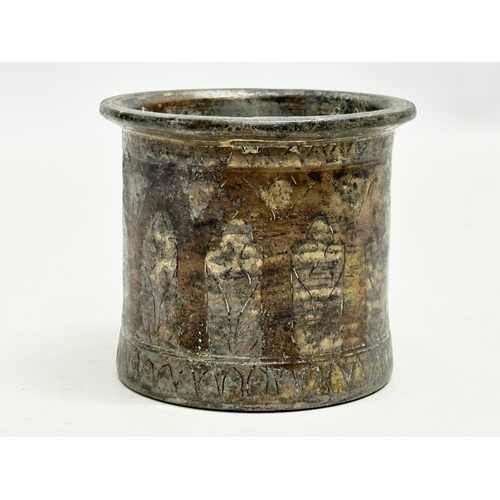 108 - A 19th Century Ganga Jamuna holy water Pot. 8x7.5cm.