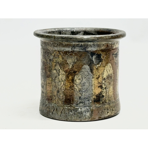 108 - A 19th Century Ganga Jamuna holy water Pot. 8x7.5cm.