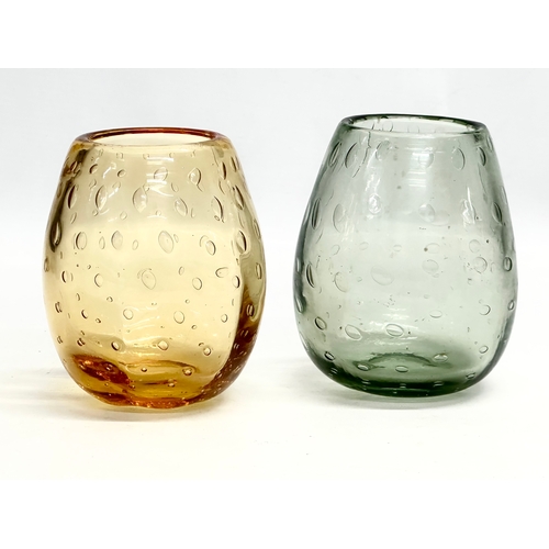 80 - Geoffrey Baxter. Two 1950’s Controlled Bubble glass vases, designed by Geoffrey Baxter for Whitefria... 