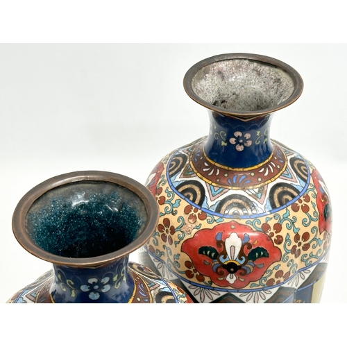 22 - A pair of large Early 20th Century Japanese cloisonné enamelled vases. Late Meiji Period (1868-1912)... 