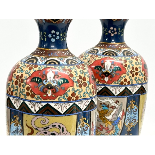 22 - A pair of large Early 20th Century Japanese cloisonné enamelled vases. Late Meiji Period (1868-1912)... 