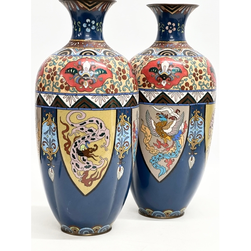 22 - A pair of large Early 20th Century Japanese cloisonné enamelled vases. Late Meiji Period (1868-1912)... 