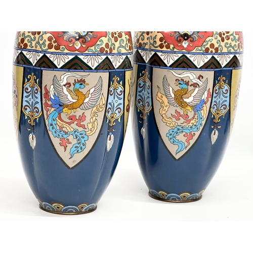 22 - A pair of large Early 20th Century Japanese cloisonné enamelled vases. Late Meiji Period (1868-1912)... 