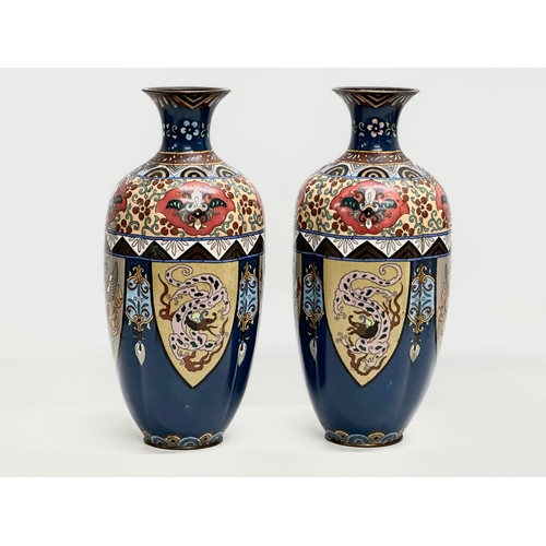 22 - A pair of large Early 20th Century Japanese cloisonné enamelled vases. Late Meiji Period (1868-1912)... 