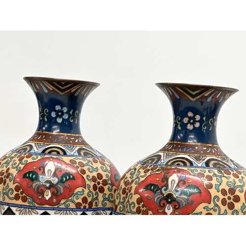 22 - A pair of large Early 20th Century Japanese cloisonné enamelled vases. Late Meiji Period (1868-1912)... 