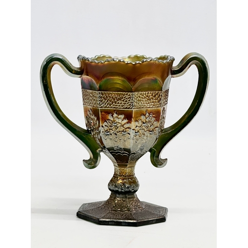 92 - A pair of Early 20th Century “Orange Tree” loving cups/vases by Fenton. Circa 1910. Carnival Glass. ... 