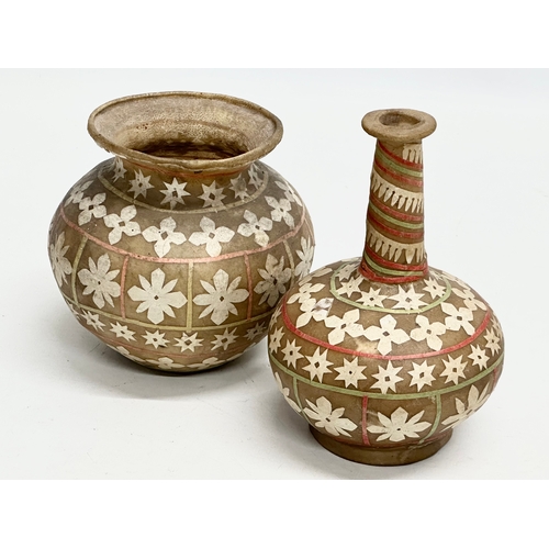 73 - Two 19th/Early 20th Century vases made from animal skin. 9x15cm. 12x11cm.