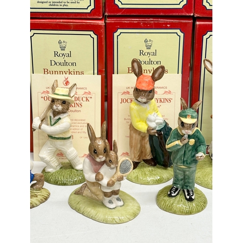 897 - 14 Royal Doulton Bunnykins. Sports related. Limited Edition Test Century Bunnykins. Caddie Bunnykins... 