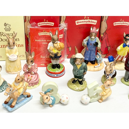 904 - 23 Royal Doulton Bunnykins. A Ride Through The Park. Aussie Surfer Bunnykins x2. Plumber Bunnykins x... 