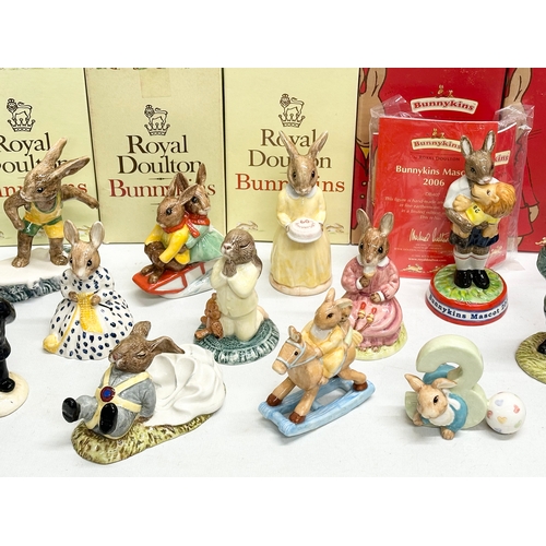 904 - 23 Royal Doulton Bunnykins. A Ride Through The Park. Aussie Surfer Bunnykins x2. Plumber Bunnykins x... 