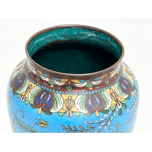 135 - A Late 19th Century Japanese cloisonné enamelled vase. Meiji Period (1868-1912). 13x19cm.