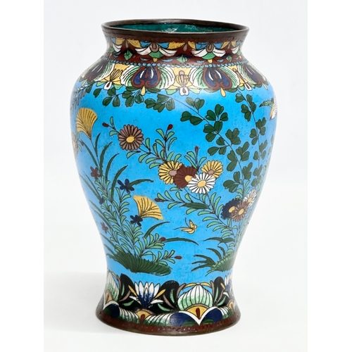 135 - A Late 19th Century Japanese cloisonné enamelled vase. Meiji Period (1868-1912). 13x19cm.