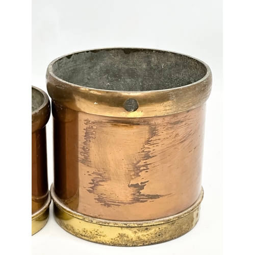 53 - A set of 6 Late 19th Century copper and brass measures. 14.5x14cm. 11.5x11cm. 9x9cm.