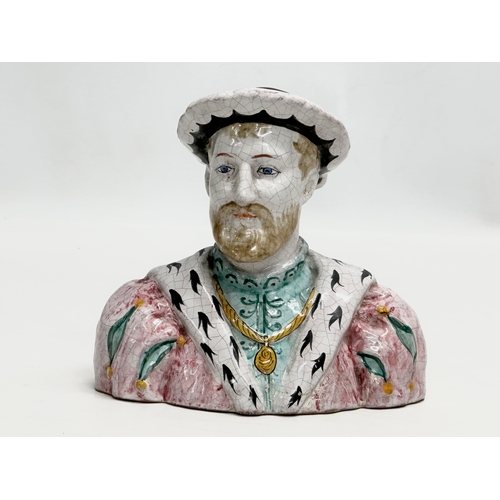 537 - A 19th Century crackle glazed bust of King Henry VIII. 14x13cm.