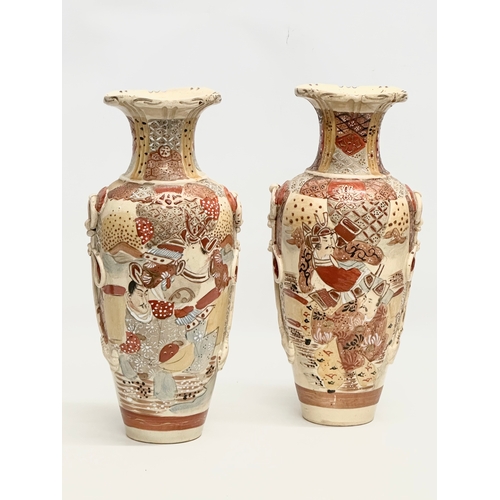 140 - A pair of Late 19th/Early 20th Century Japanese vases by Satsuma. Kyoto. Circa 1900. Signed. 36cm