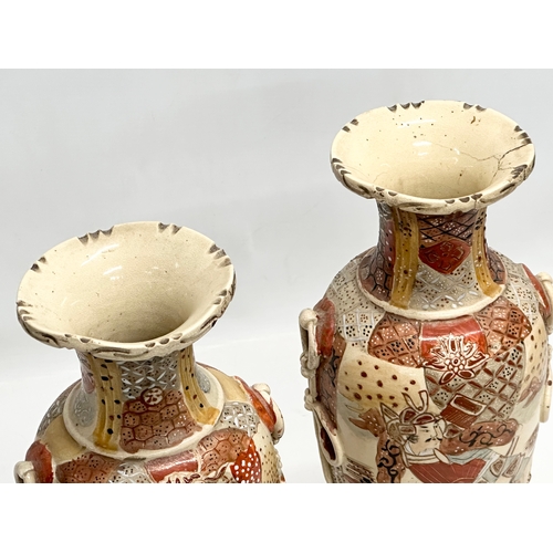 140 - A pair of Late 19th/Early 20th Century Japanese vases by Satsuma. Kyoto. Circa 1900. Signed. 36cm