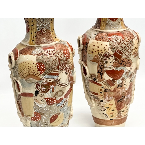 140 - A pair of Late 19th/Early 20th Century Japanese vases by Satsuma. Kyoto. Circa 1900. Signed. 36cm