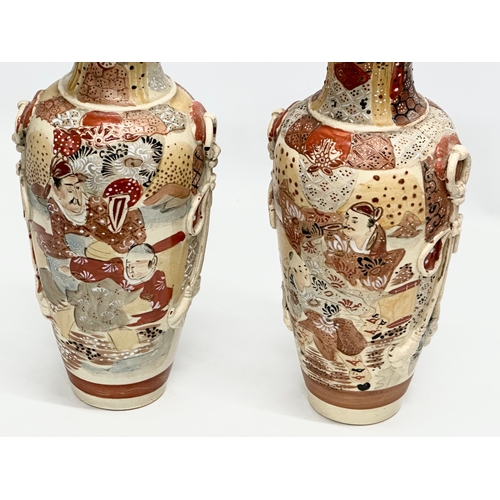 140 - A pair of Late 19th/Early 20th Century Japanese vases by Satsuma. Kyoto. Circa 1900. Signed. 36cm