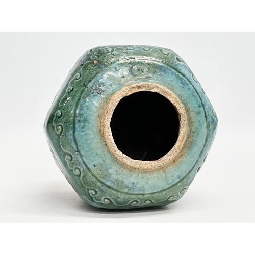 76 - Shiwan Pottery. A Late 19th Century Chinese glazed stoneware jar/pot. 16x16cm.