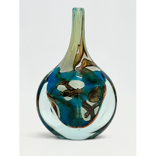 99 - Eric Dobson. A 1970’s art glass “Tiger” lollipop vase designed by Eric Dobson for Mdina. 12.5x7x20cm... 