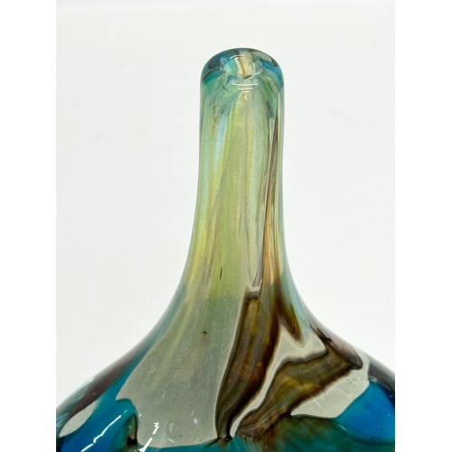 99 - Eric Dobson. A 1970’s art glass “Tiger” lollipop vase designed by Eric Dobson for Mdina. 12.5x7x20cm... 