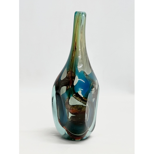 99 - Eric Dobson. A 1970’s art glass “Tiger” lollipop vase designed by Eric Dobson for Mdina. 12.5x7x20cm... 