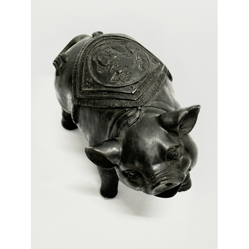 79 - A Chinese carved stone pig. 13x8cm.