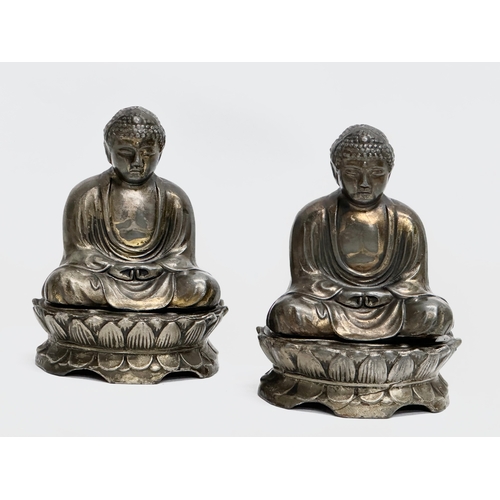 132 - A pair of Late 19th/Early 20th Century Shakyamuni Buddha incense burners. 6x5x8cm.