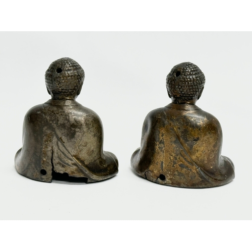 132 - A pair of Late 19th/Early 20th Century Shakyamuni Buddha incense burners. 6x5x8cm.