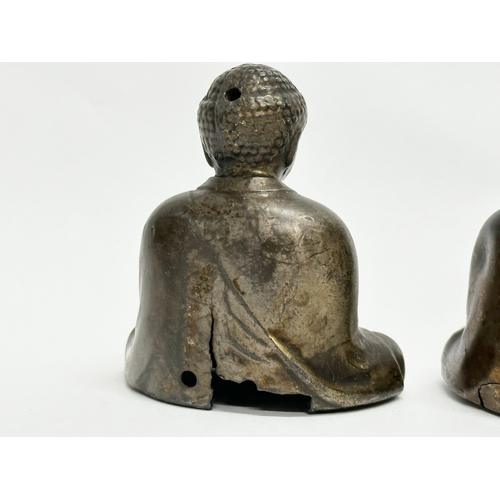 132 - A pair of Late 19th/Early 20th Century Shakyamuni Buddha incense burners. 6x5x8cm.