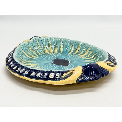 206 - A Late 19th Century Majolica bread plate. Where Reason Rules, The Appetite Obeys. 33x26cm.