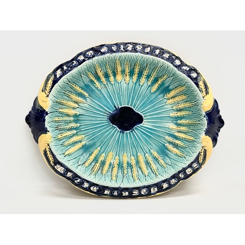 206 - A Late 19th Century Majolica bread plate. Where Reason Rules, The Appetite Obeys. 33x26cm.