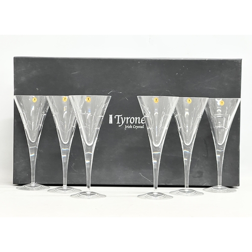 912 - A set of 6 large Tyrone Crystal wine glasses with box. 22.5cm.