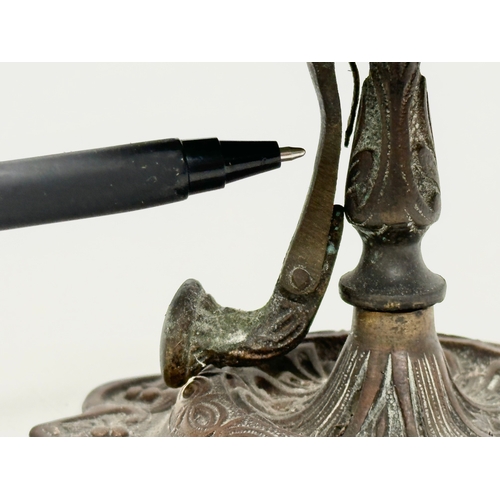 680 - A Late 19th Century counter reception bell and a desktop pen and ink stand. Bell 11x16cm. Inkstand 1... 