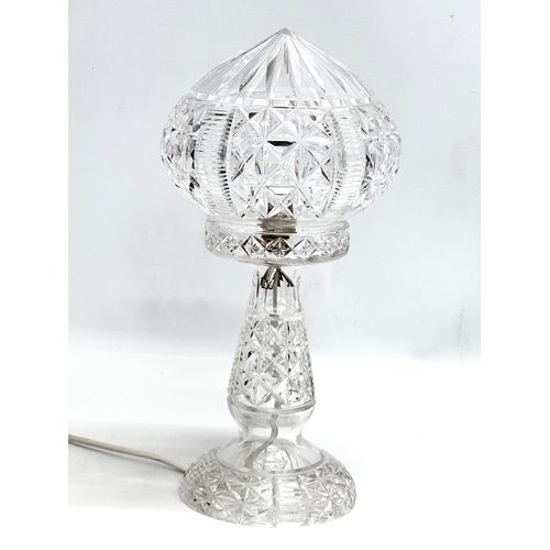 124 - An Early/Mid 20th Century 2 piece crystal mushroom table lamp. 1930/1950. 38cm