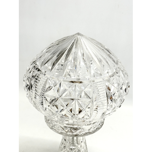 124 - An Early/Mid 20th Century 2 piece crystal mushroom table lamp. 1930/1950. 38cm