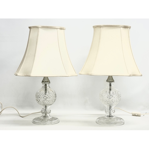 565 - A pair of large Irish crystal table lamps. Galway Crystal. 60cm