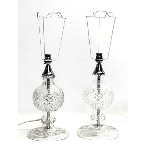 565 - A pair of large Irish crystal table lamps. Galway Crystal. 60cm