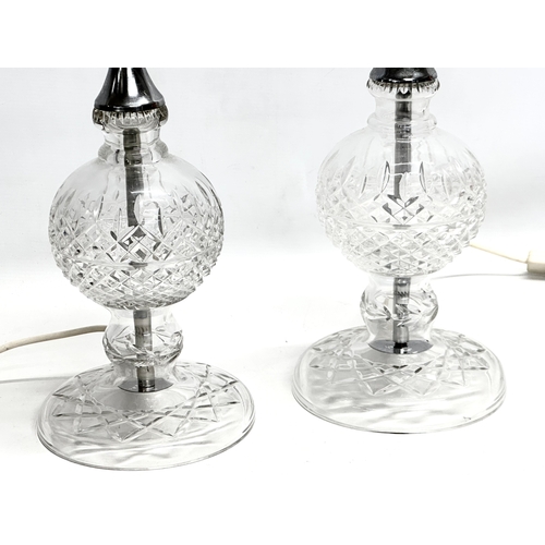 565 - A pair of large Irish crystal table lamps. Galway Crystal. 60cm