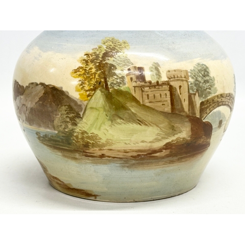 698 - An Early 20th Century hand painted pottery vase. Circa 1900-1920. 18x18cm.