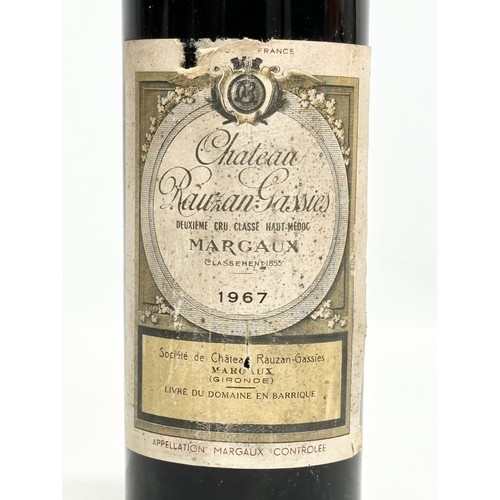 569 - A bottle of 1967 Chateau Rauzan Gassies wine.