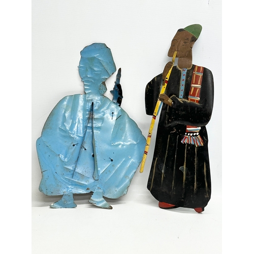 217 - A set of 5 Early/Mid 20th Century Afghan tin wall plaque musicians. 26x30cm. 38cm