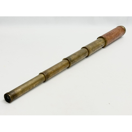 249 - Peter Firth. A 19th Century brass telescope. By Peter Firth, London. 60.5cm open.