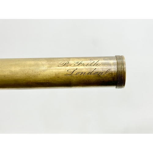 249 - Peter Firth. A 19th Century brass telescope. By Peter Firth, London. 60.5cm open.