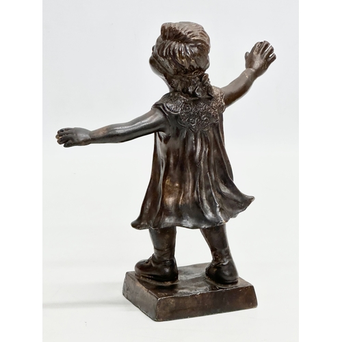 241 - Giuseppe Renda (1859-1939) a 19th Century bronze blindfolded girl figurine. By Giuseppe Renda, Itali... 