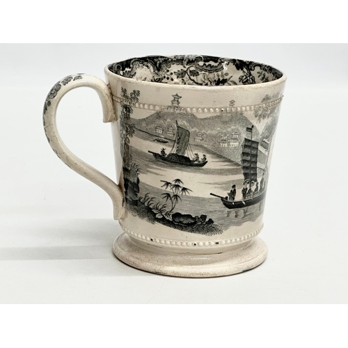 243 - An Early 19th Century pearlware shaving mug. G. Tyrer's, Improved Soda Font, Liverpool. Semi China. ... 