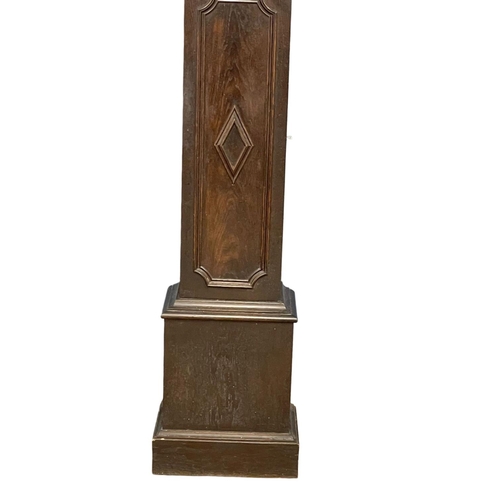 796 - An early 20th century oak long case clock with brass face by Tempus Fugit, in the Jacobean style. Wi... 