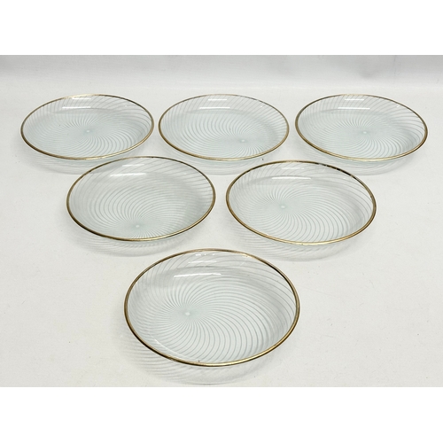 672 - 1950’s Mid Century Chance Glass plates and bowls. 13 pieces. Fruit bowl 22cm. 6 side bowls 16cm. 4 s... 