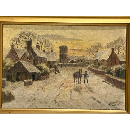 375 - An Early 20th Century oil on board. Signed W. McNeely. Dated 1923. 42x28cm. Frame 54x41cm.