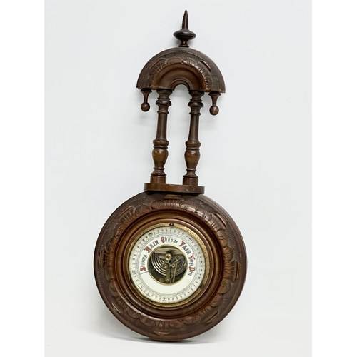 702 - A Late 19th Century Victorian wall barometer. 41cm